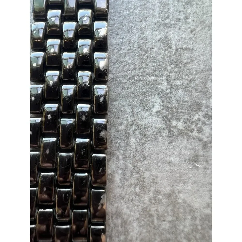 NY&C Bracelet Watch Crystal Bezel Black Stainless Steel Square Rhinestone